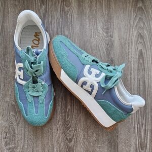 NEW Sam Edelman Women's Sneakers, featuring a blue and green suede